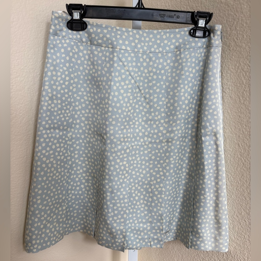 Banana Republic Pleated Silk Polka Dot Skirt in Light Blue - Size 0